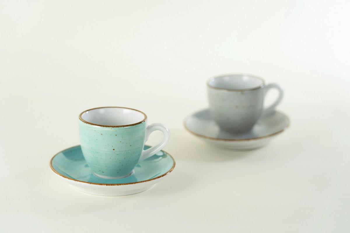 Kavni Servis Vintage Nature Aqua, 8-Delni - turkizna/bela, Basics, keramika - Creatable