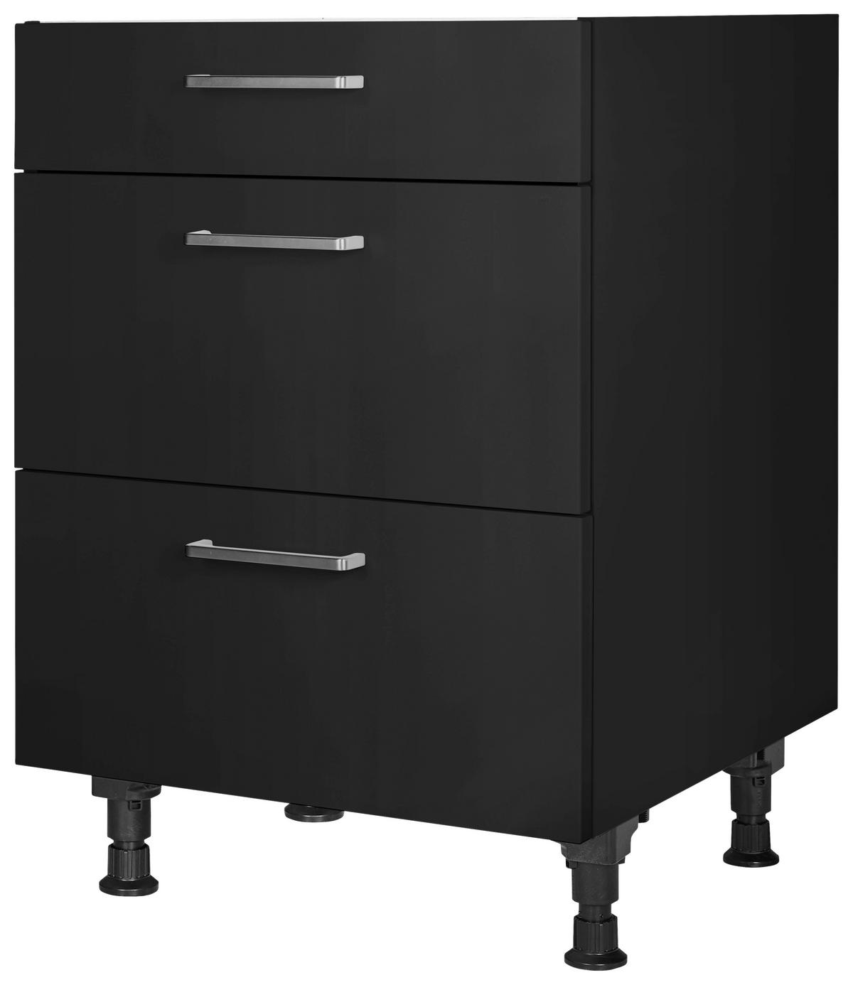 Kochfeldumbauschrank Touch Schwarz - Edelstahlfarben/Schwarz, MODERN, Holzwerkstoff/Metall (60/87/56cm) - Nobilia