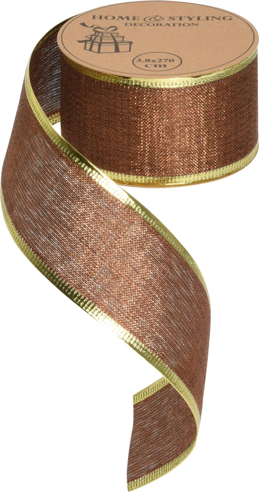 Csomagoló Szalag Elegant - bézs/sötétbarna, textil (3,8/270cm)