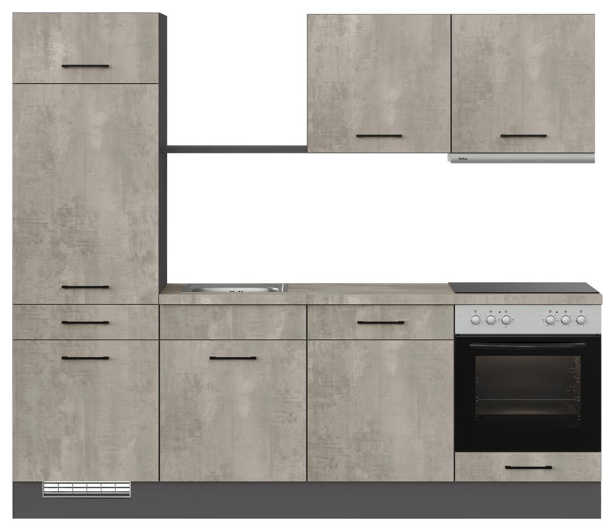 Küchenblock inkl. 5 E-Geräte IP1200 Grau - Graphitfarben/Schwarz, Trend, Holzwerkstoff/Metall (240cm) - Impuls