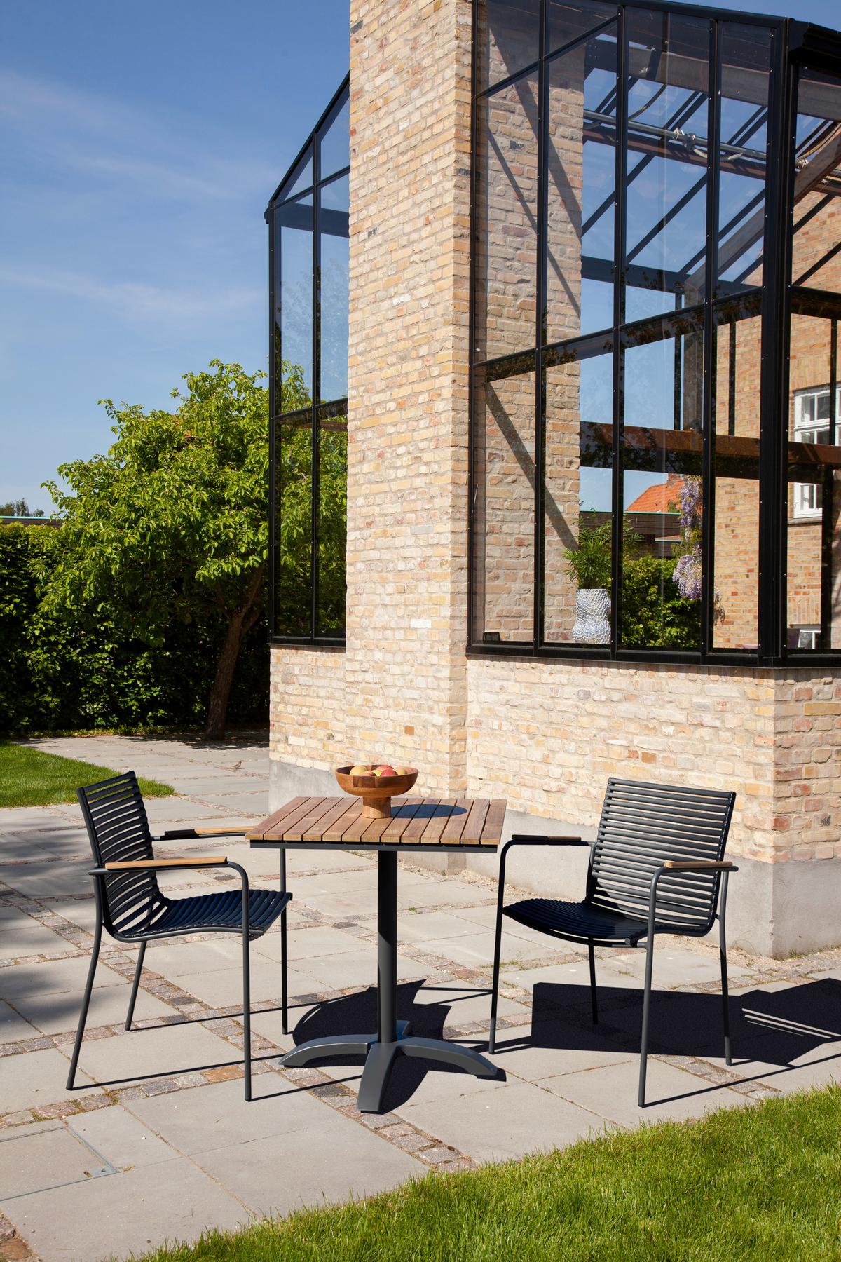 Balkon-Set Mood Cafe Anthrazit/Teak 3er-Set - Anthrazit/Schwarz, Natur, Holz/Kunststoff (105/74/70cm) - Gardenson