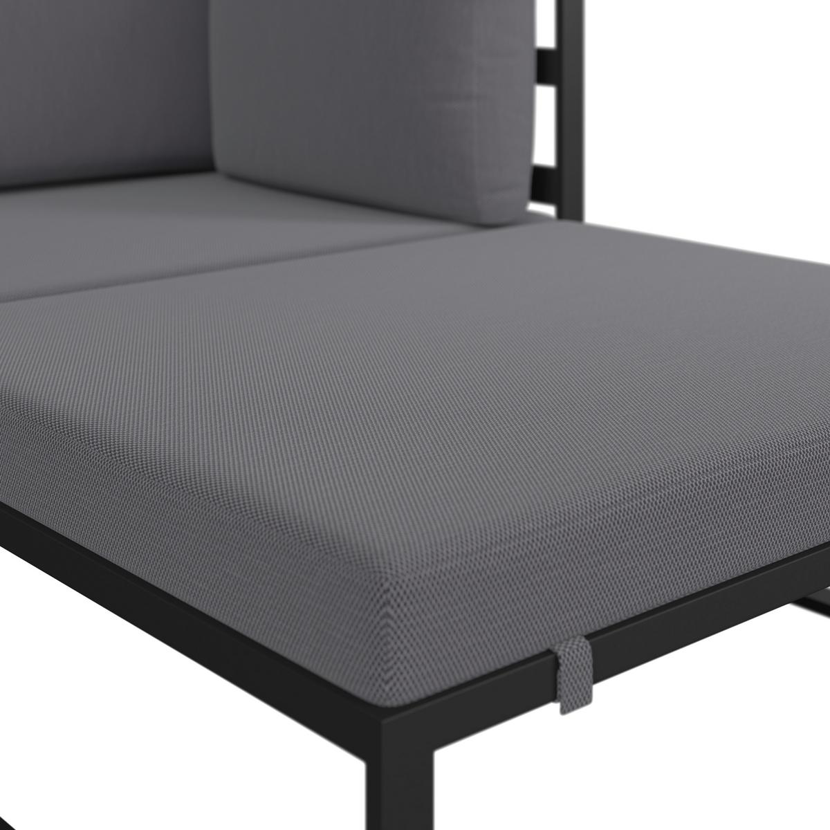 Loungegarnitur Valentina Dunkelgrau Metall/Outdoorstoff - Dunkelgrau/Schwarz, MODERN, Glas/Textil - Bessagi Garden