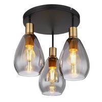 DECKENLEUCHTE 15563-3D - Messingfarben/Schwarz, Design, Glas/Metall (38/38cm) - Globo