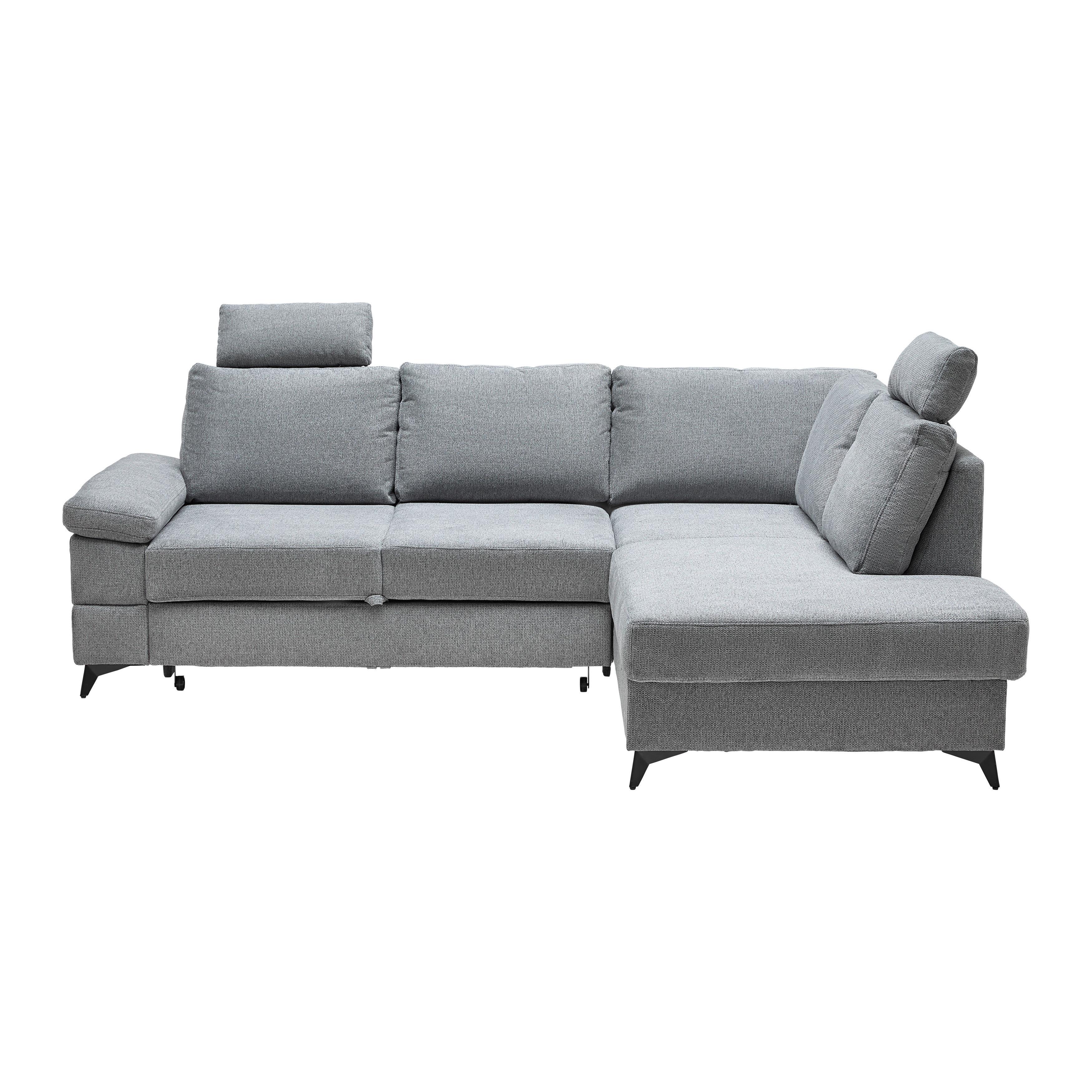 Ecksofa Sara Grau - Schwarz/Grau, MODERN, Textil/Metall (250/189cm) - Based