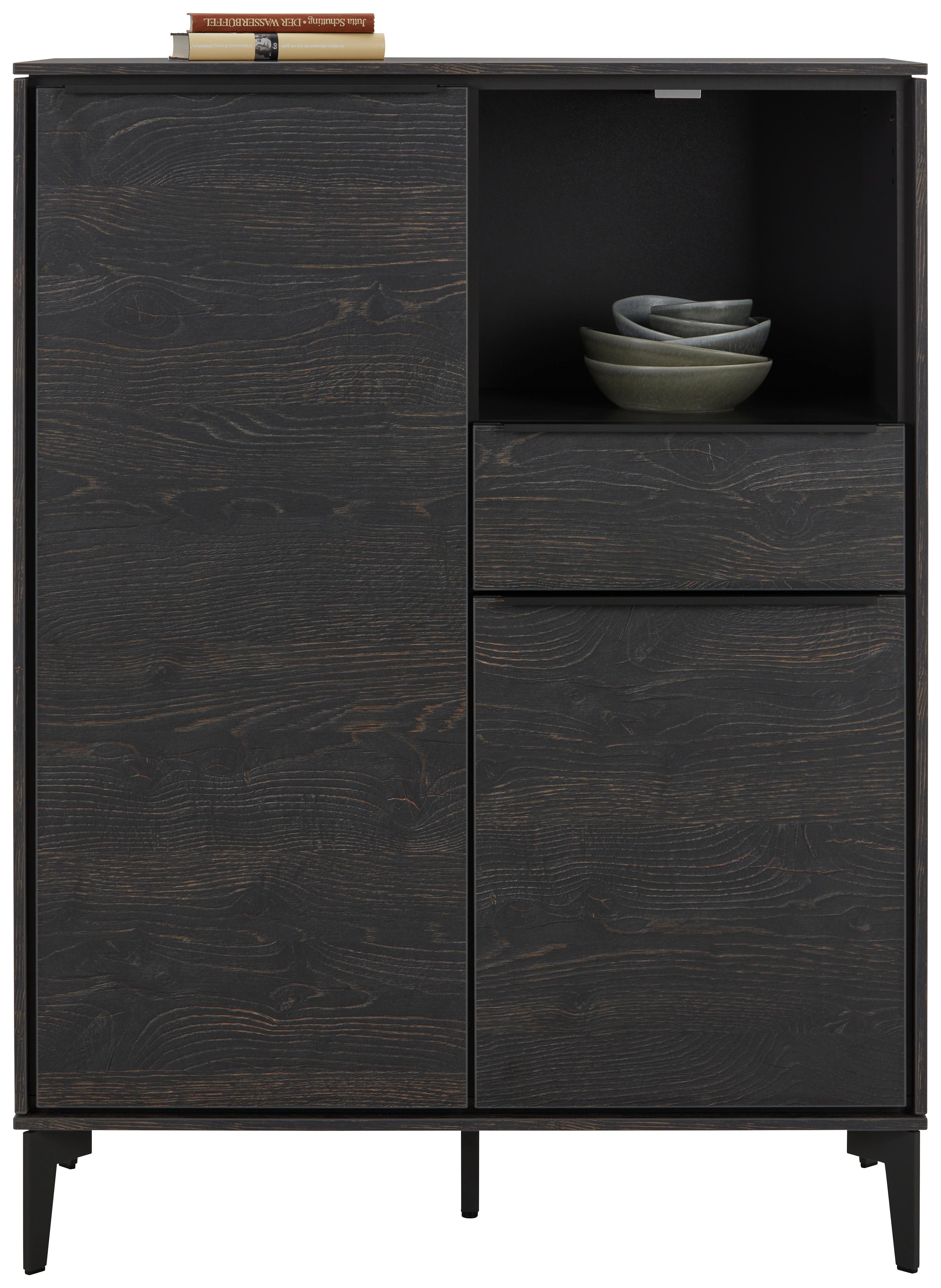 Highboard in Anthrazit - Anthrazit/Schwarz, MODERN, Holzwerkstoff/Metall (93/123/40cm) - Premium Living