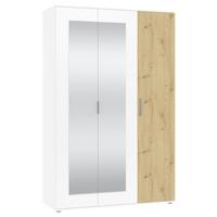 Omara Za Oblačila Jan, Bela, Barva Hrasta - barve kroma/bela, Trend, umetna masa/steklo (135/210/52cm)