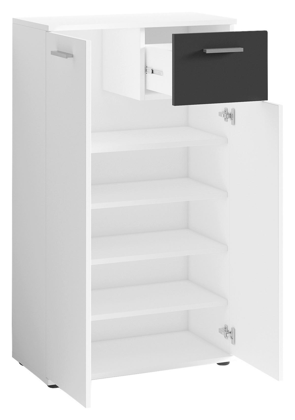 Kommode Jakob ca.60x102x30cm Schwarz,Weiß - Silberfarben/Schwarz, LIFESTYLE, Holzwerkstoff/Kunststoff (60/102/30cm) - MID.YOU