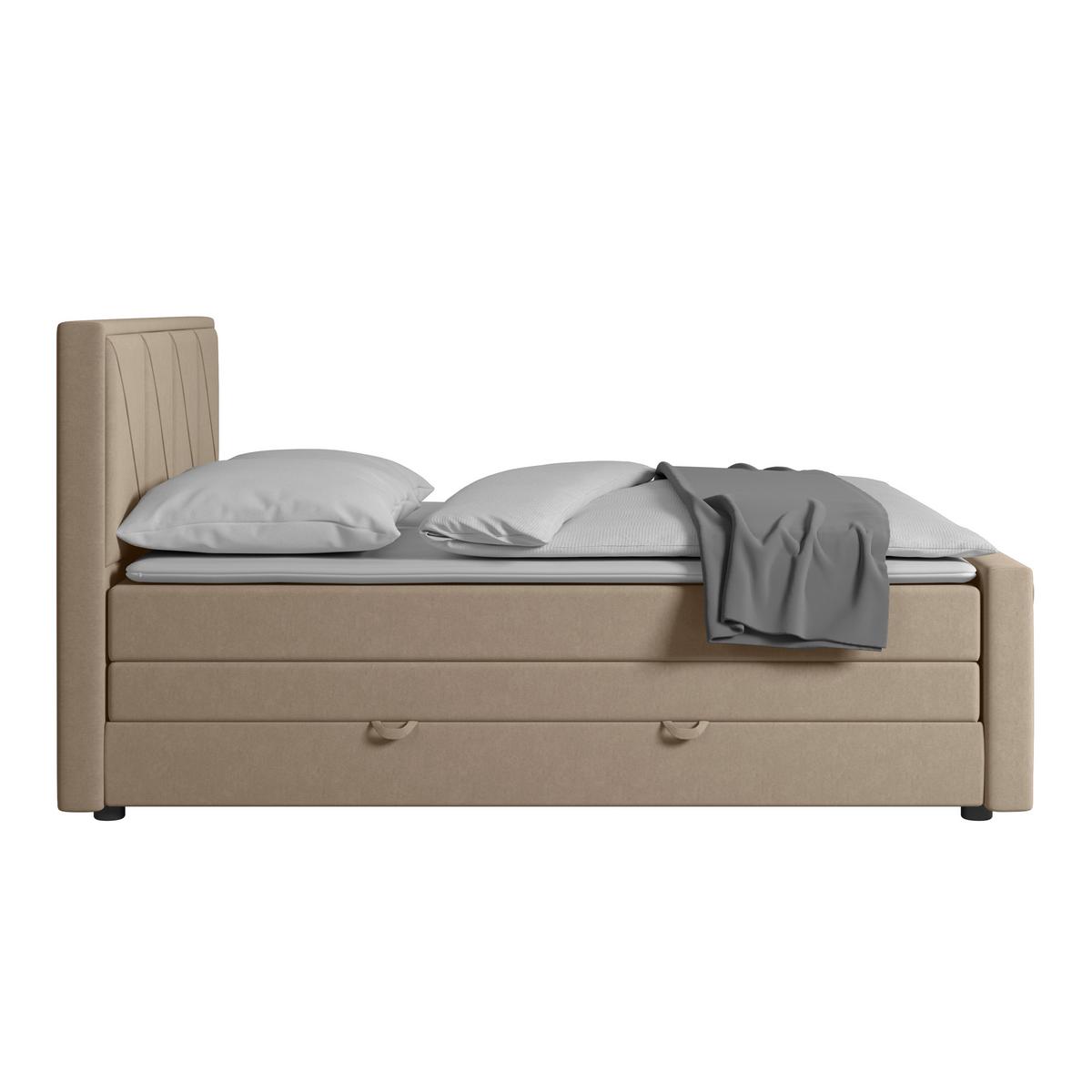 Boxspringbett Oslo ca. 180x200 cm Beige - Beige, MODERN, Holz/Kunststoff (180/200cm) - MID.YOU