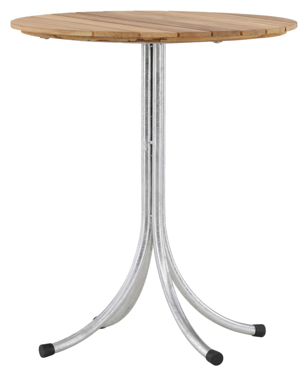 Gartentisch Holmsund ca. 65x65x75cm Teakholz/Silber - Silberfarben/Teakfarben, KONVENTIONELL, Holz/Metall (65/65/75cm) - Gardenson