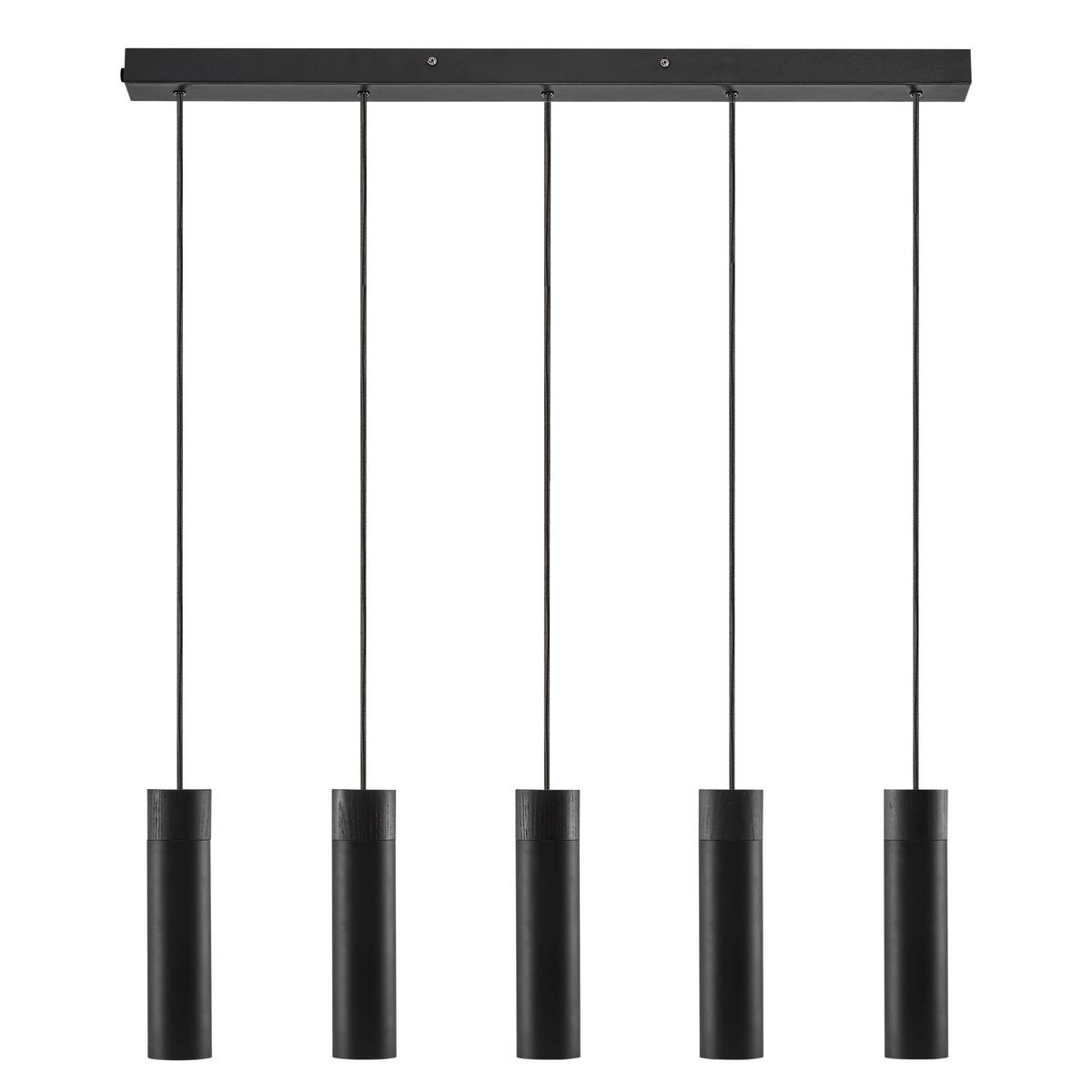 LAMPA WISZĄCA 2010483003 TILO PELA 5 CZARNA - czarny, Design, metal/drewno (80/24,6cm) - Nordlux