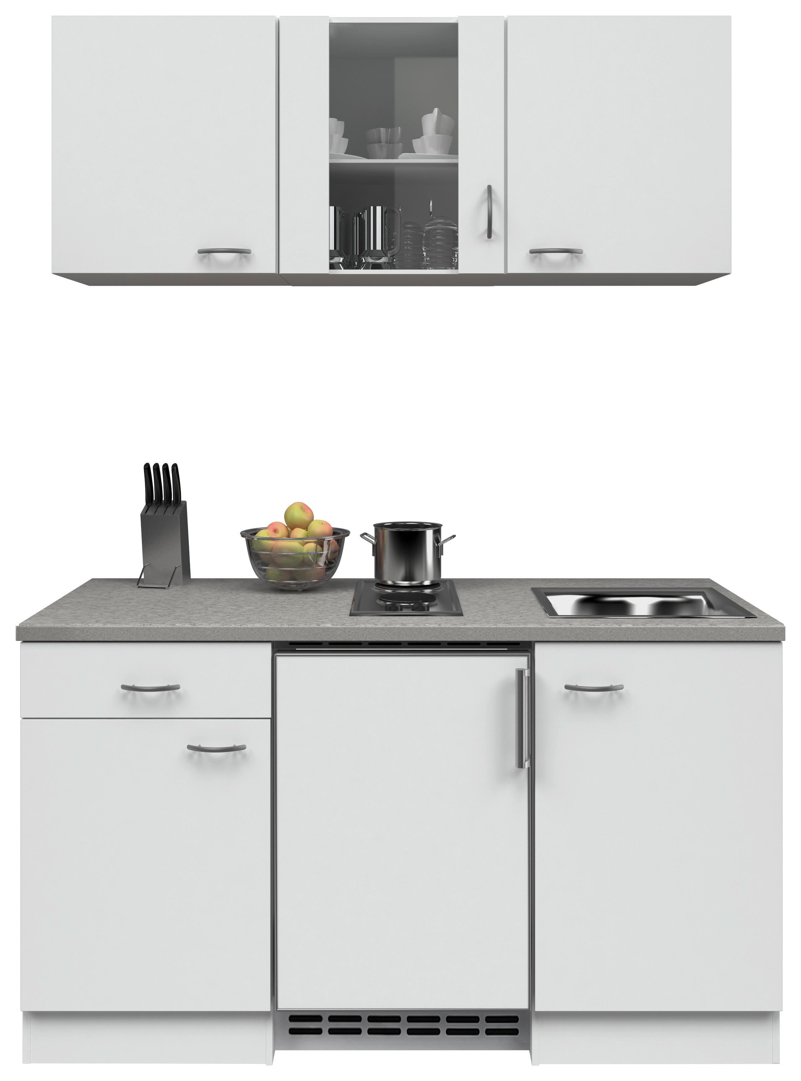 Majhna Kuhinja Z Aparati Wito, Bela - barve nerjavečega jekla/bela, Moderno, umetna masa/steklo (150,5cm) - FlexWell