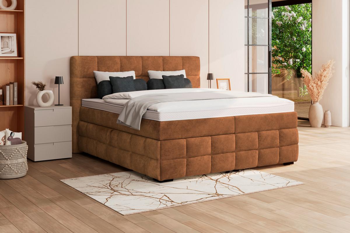 Box Krevet Vega - boje hrđe/zelena, Trend, tekstil/drvo (160/200cm) - Modern Living