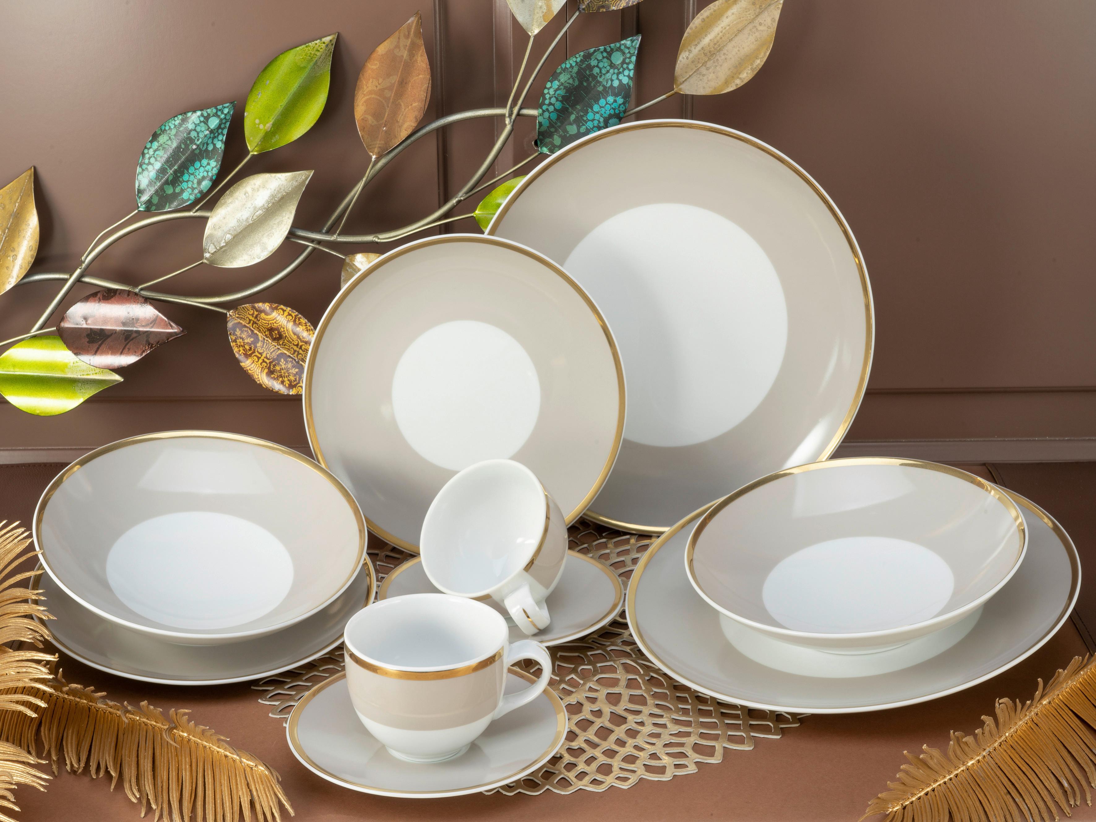 Kombiservice Festive, 10-teilig - Creme, ROMANTIK / LANDHAUS, Keramik (30/30/29cm) - Creatable