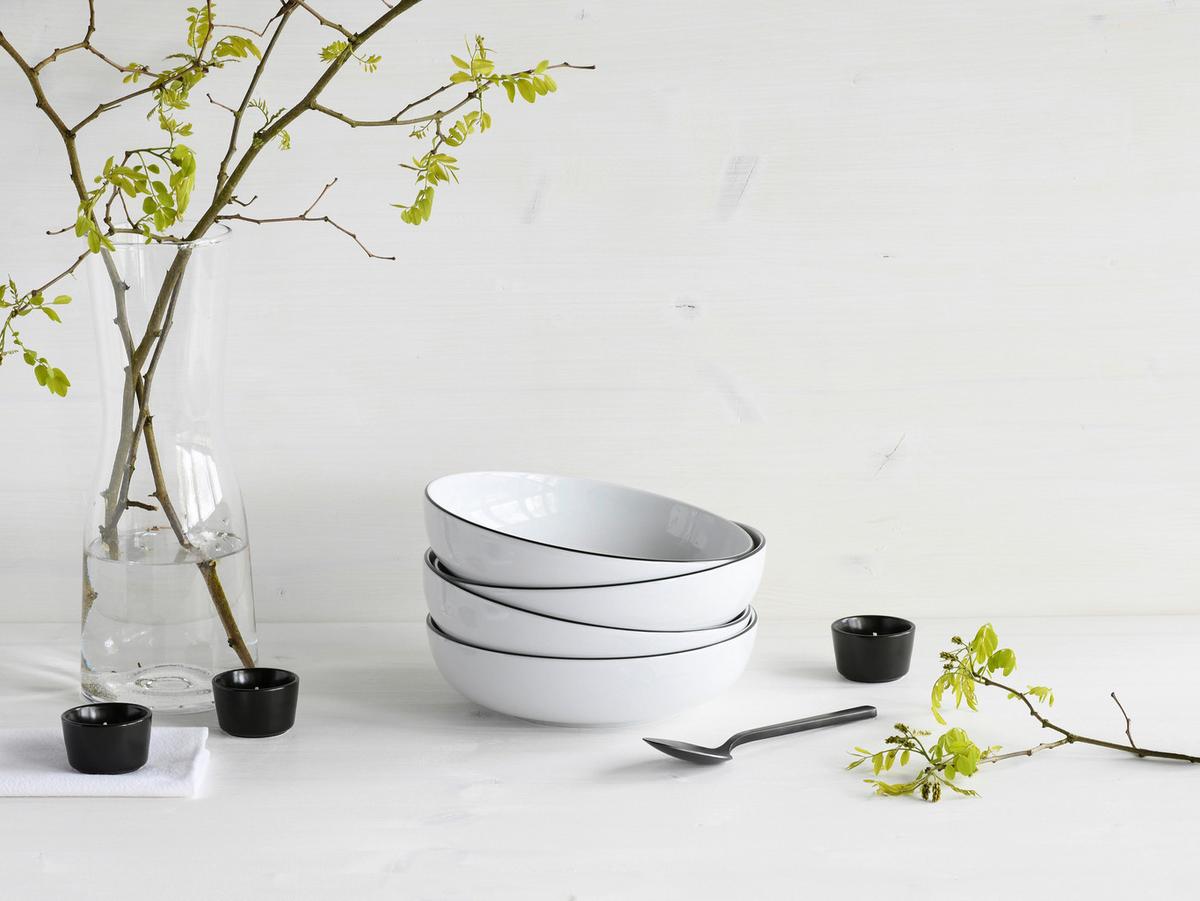 Set Posod All Round Black Line, 4-Delni - črna/bela, Design, keramika (21cm) - Creatable