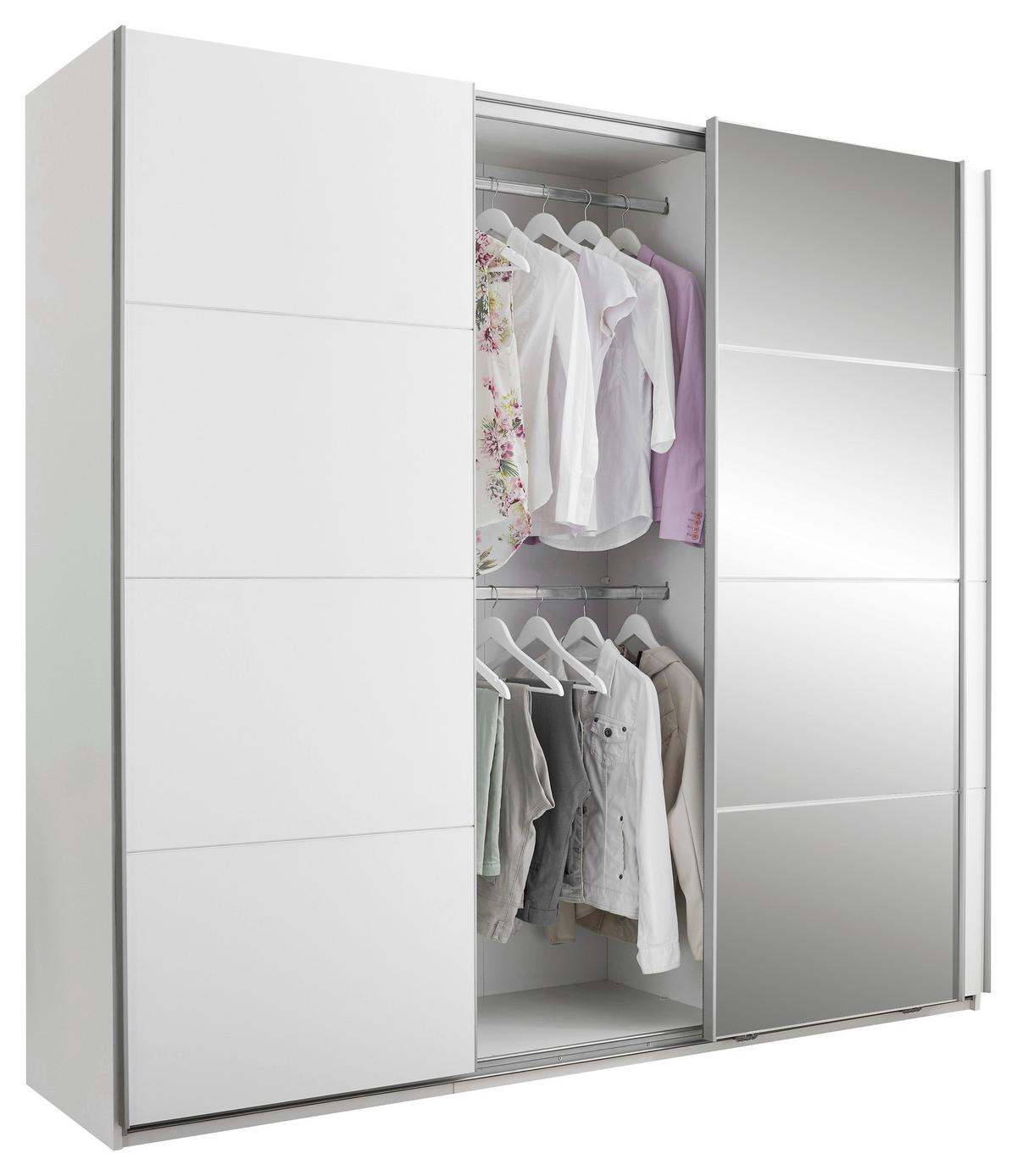 Ormar S Kliznim Vratima Carano - bijela/boje aluminija, Konvencionalno, staklo/drvni materijal (215/204/63cm) - Modern Living