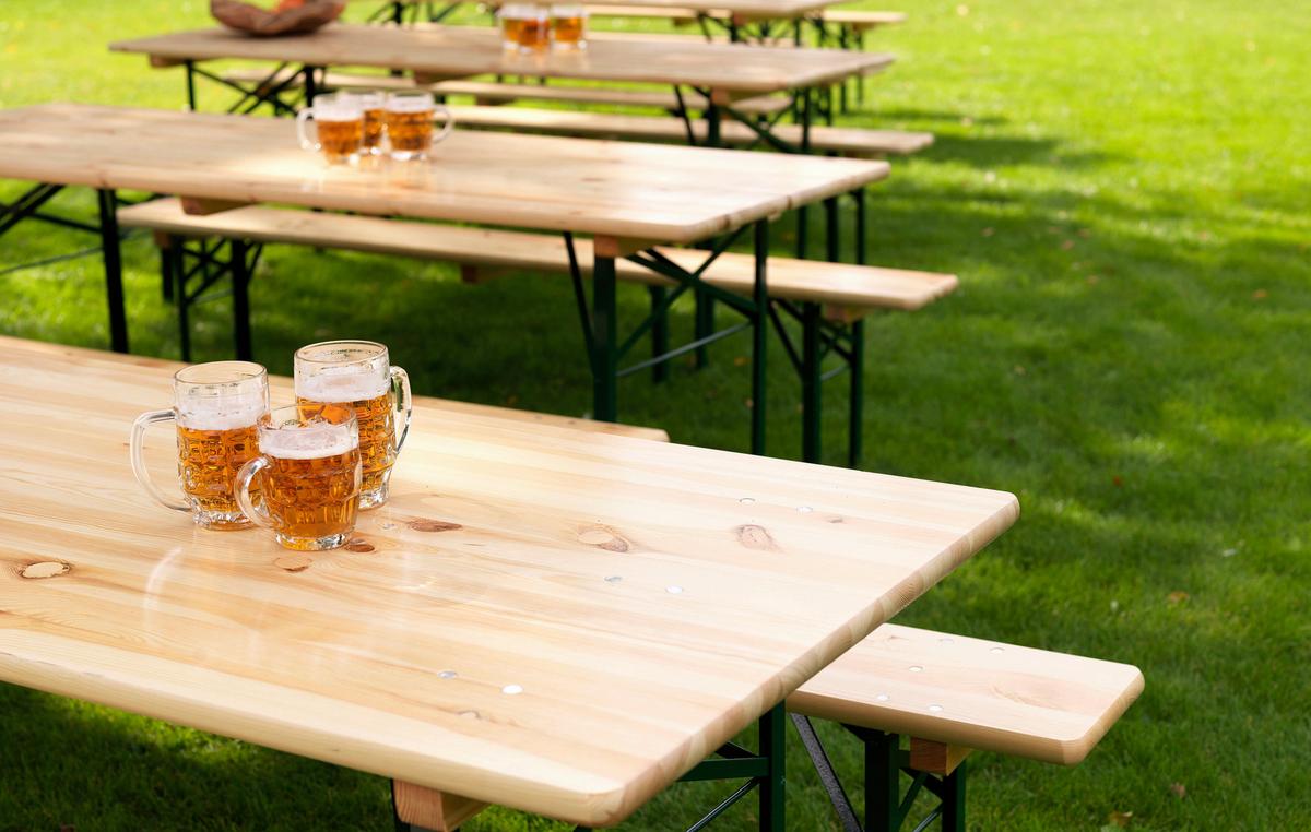 Biertisch Holz klappbar - Fichtefarben/Grün, Basics, Holz/Metall (220/78/50cm) - Gardenson