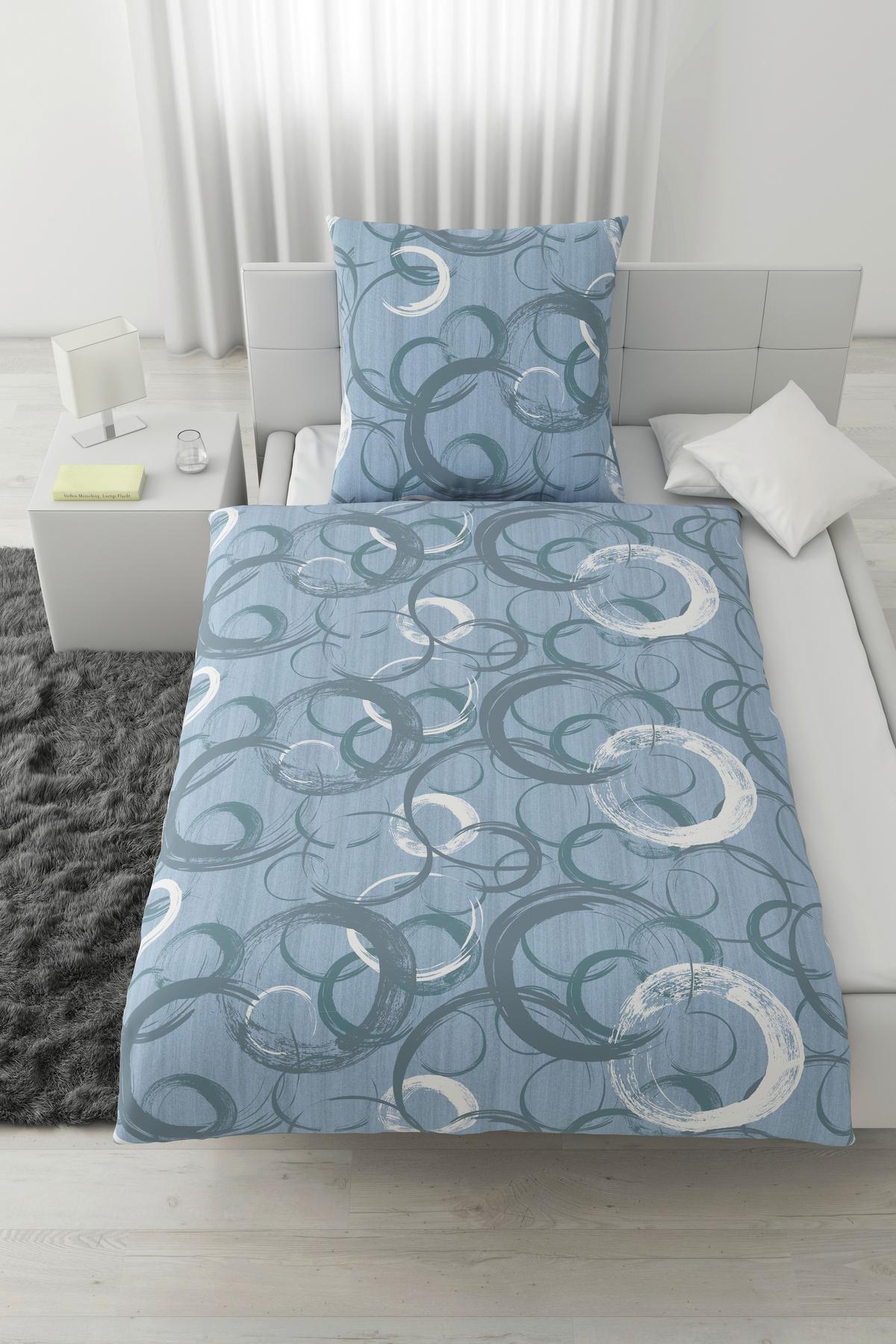 Bettwäsche New Circles Blau ca. 135x200cm - Blau, Textil (135/200cm) - Modern Living