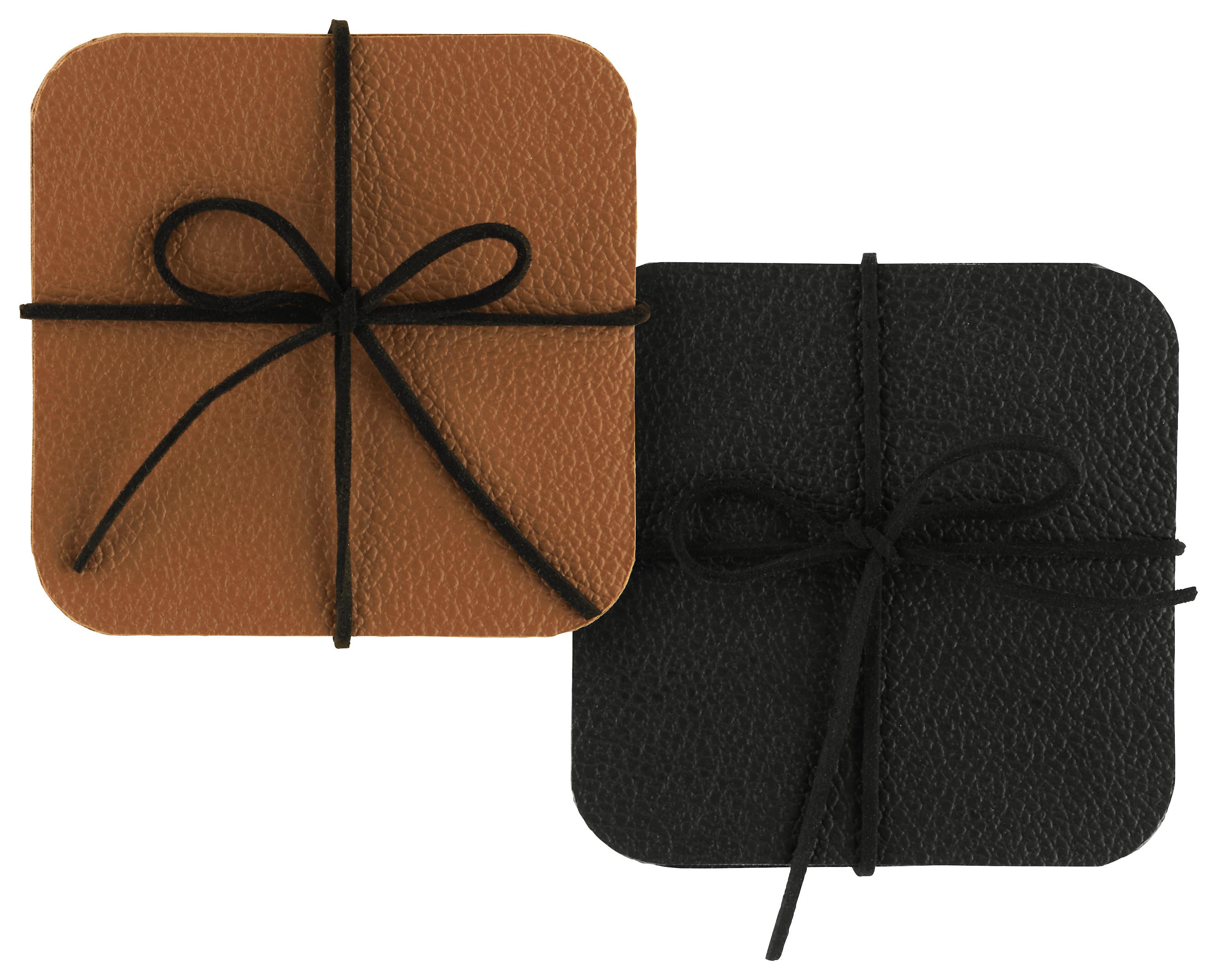 Untersetzerset Diego wendbar Cognac/Schwarz - Cognac/Schwarz, MODERN, Kunststoff (10/10cm) - Modern Living
