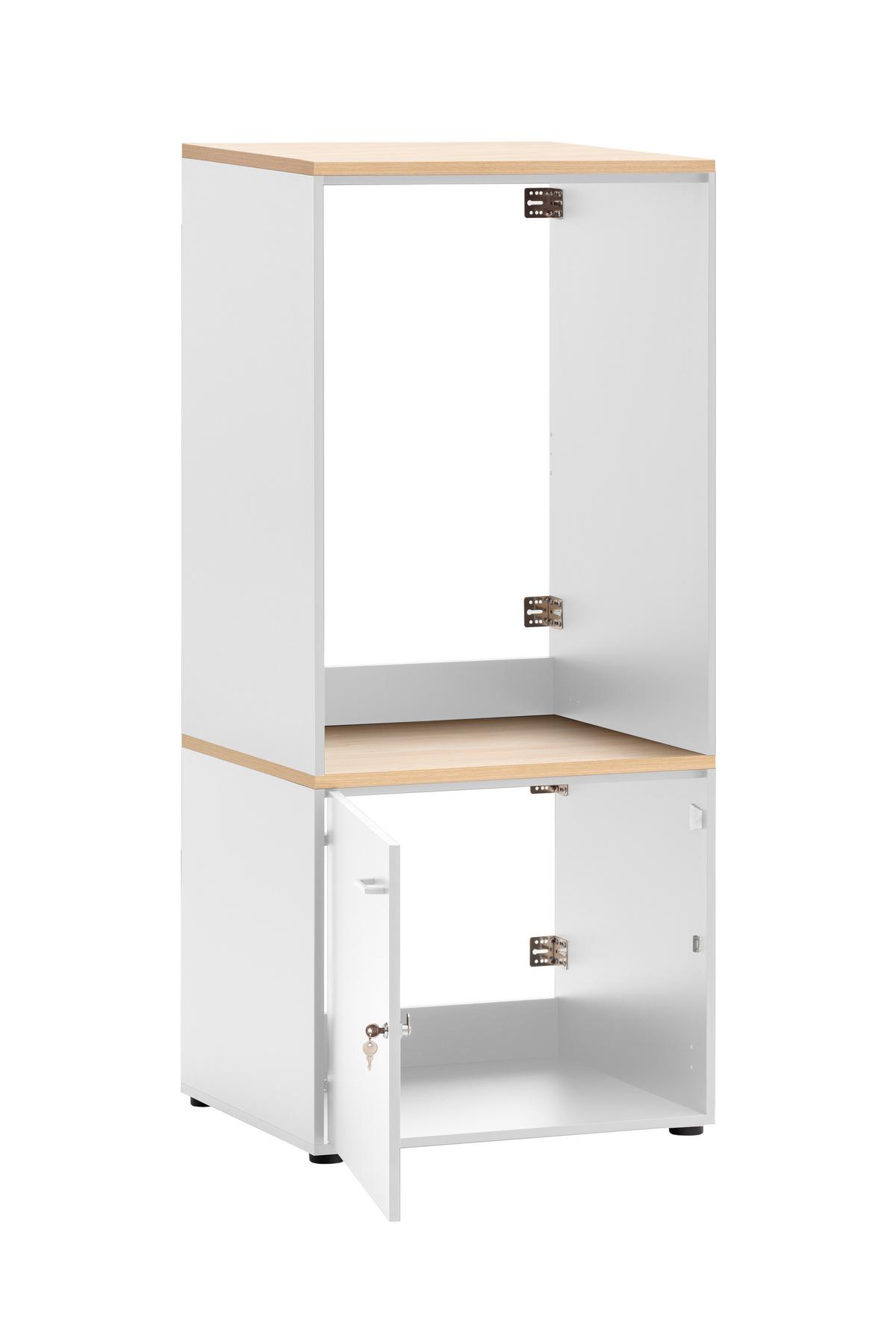 Waschmaschinenschrank SOLEA SET Weiß ca. 67x154x60cm - Chromfarben/Eichefarben, MODERN, Holzwerkstoff/Kunststoff (67,1/154,7/60cm) - MID.YOU