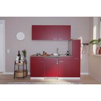 Küchenzeile Economy m. Geräte Rot B: ca. 180 cm - Rot/Nussbaumfarben, Basics, Holzwerkstoff/Kunststoff (180cm) - Respekta