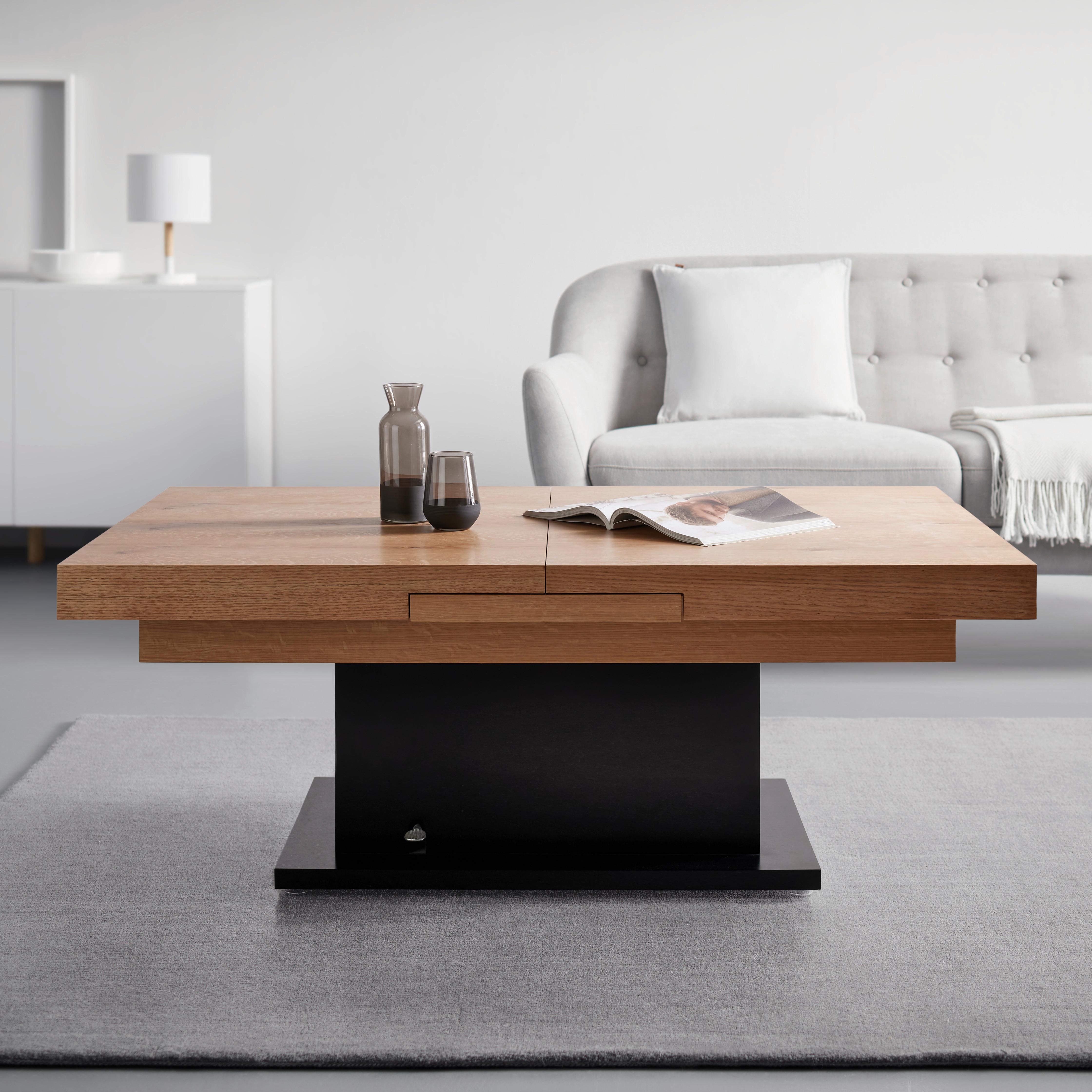 SOFFBORD 2IN1 III - svart/ekfärgad, Modern, metall/trämaterial (133-170/51,5-77,5/80cm) - Mömax