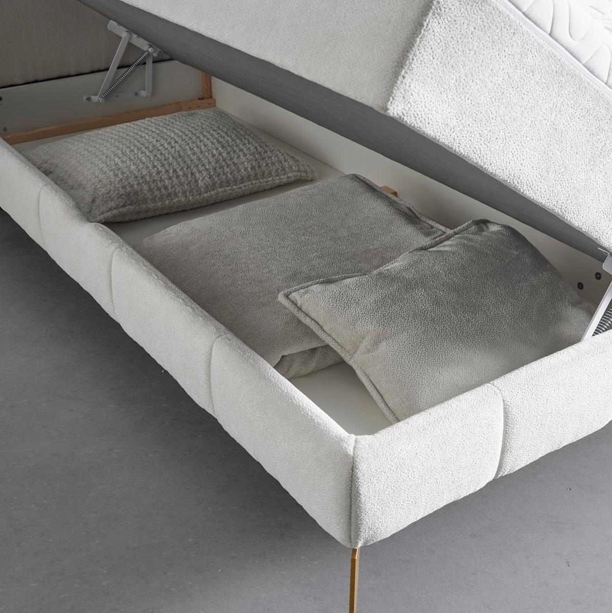 Boxbett Jolin in Creme ca. 180x200cm - Goldfarben/Creme, Holz/Holzwerkstoff (180/200cm) - Premium Living