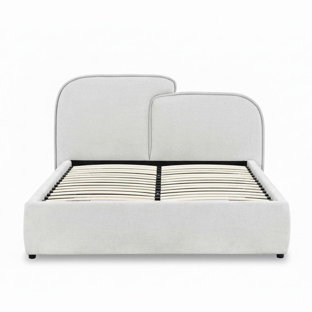 Oblazinjena Postelja Embrace, Svetlo Siva, 160x200 - črna/barve hrasta, Moderno, kovina/umetna masa (160/200cm) - Bessagi Home