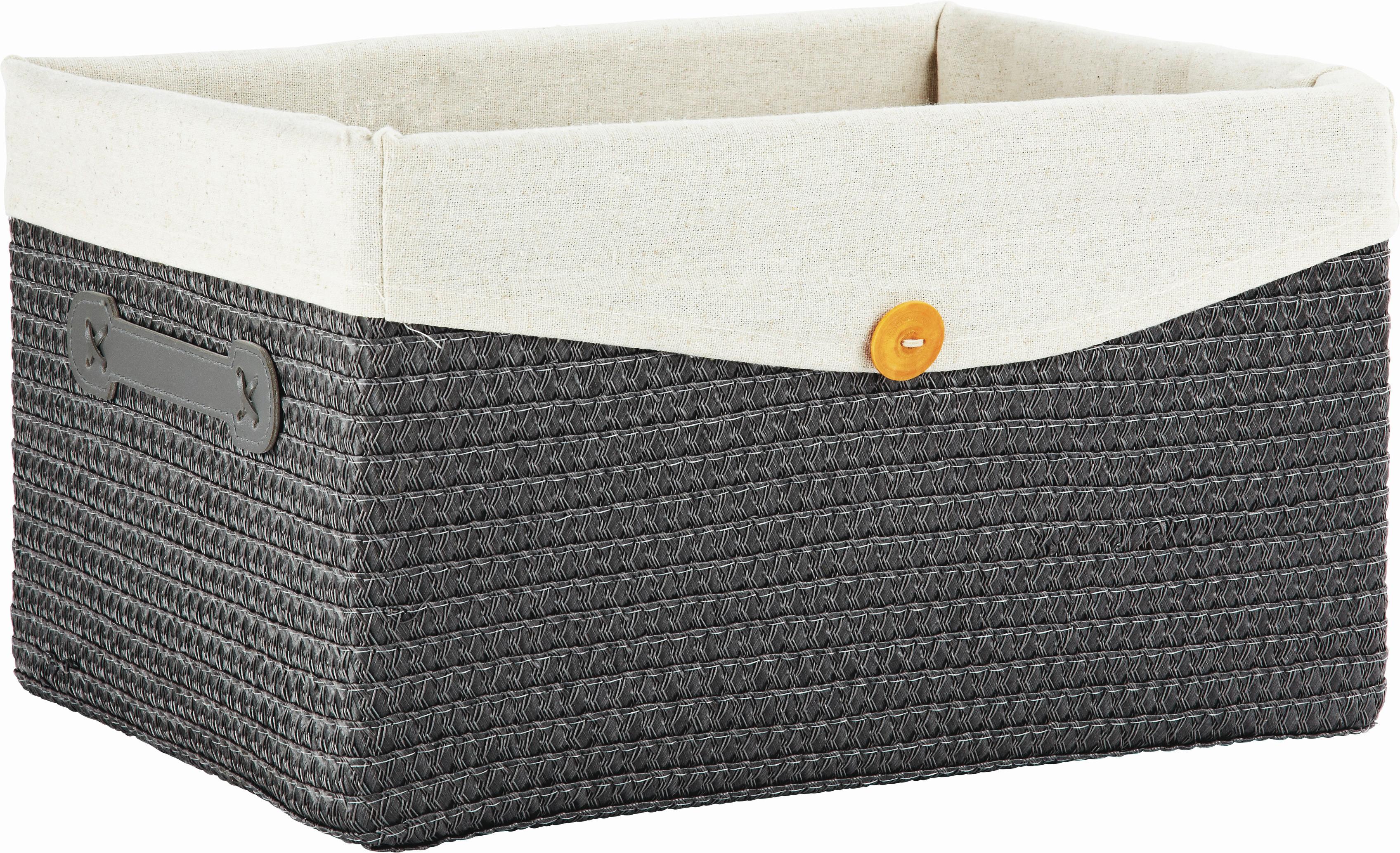 Pletena Košara Za Regal Denise L - siva, Romantika, umetna masa/tekstil (40/23/30cm) - Mömax