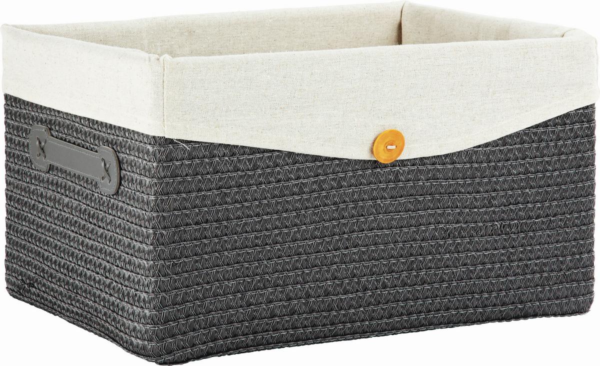 Pletena Košara Za Regal Denise L - siva, Romantika, umetna masa/tekstil (40/23/30cm) - Mömax
