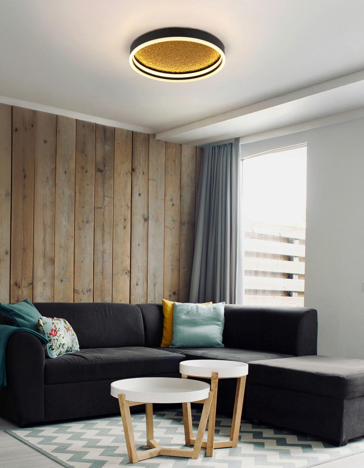 LED-DECKENLEUCHTE 48460-36 HEDI - Weiss/Goldfarben, Design, Kunststoff/Metall (40/8cm) - Globo