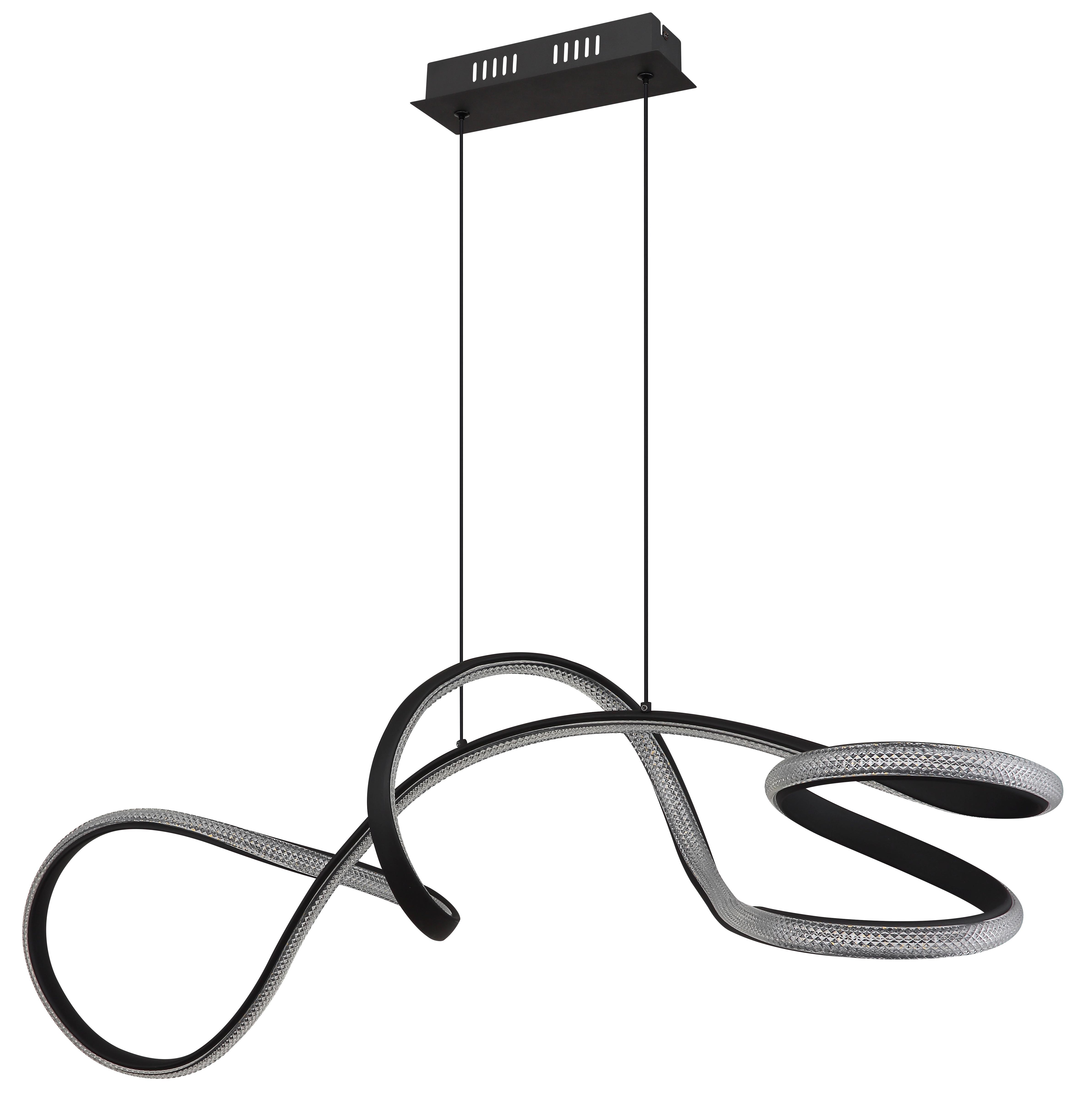 LED-HÄNGELEUCHTE 67341S SWIRL - Klar/Schwarz, Design, Kunststoff/Metall (108/33/120cm) - Globo