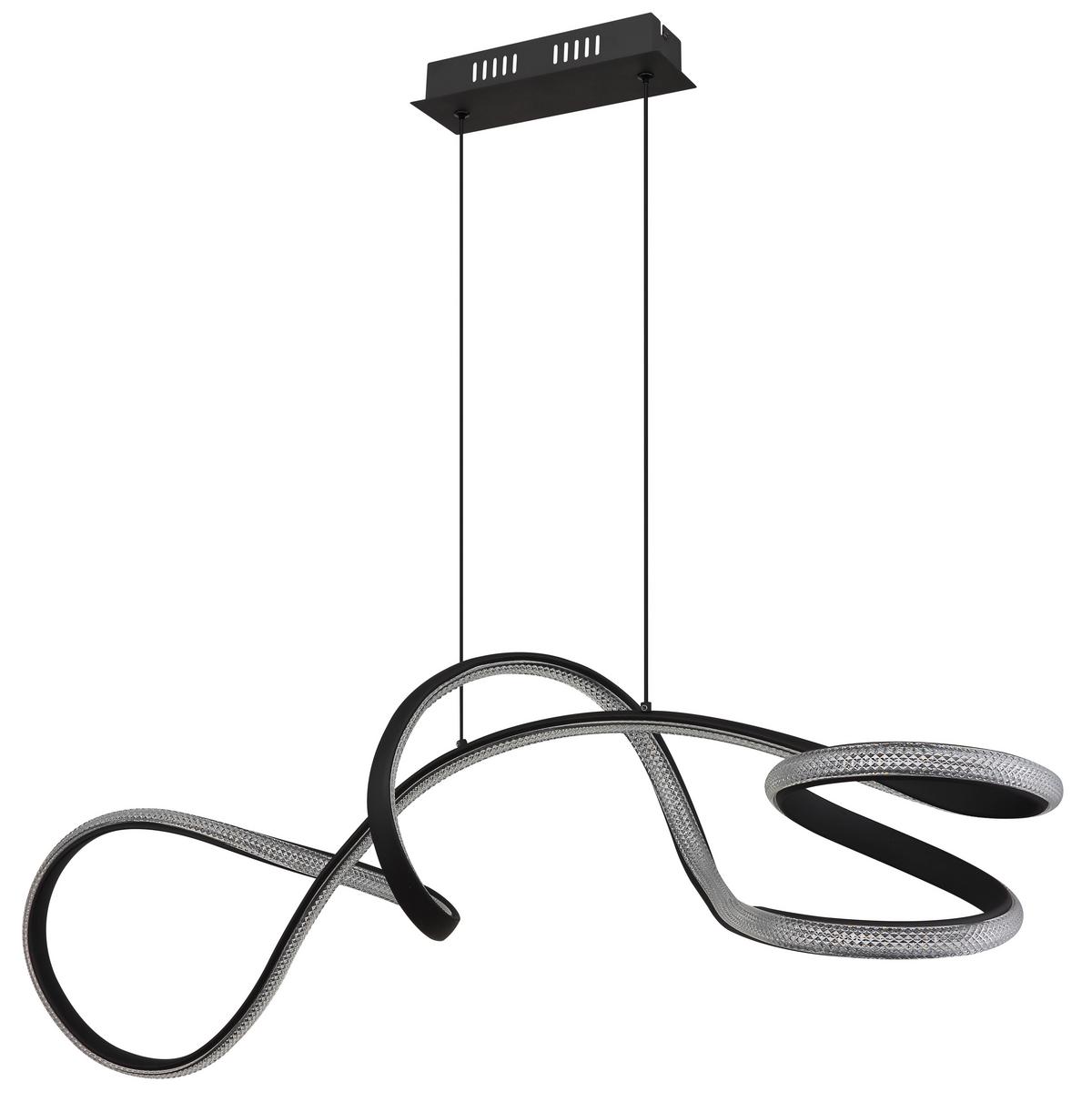 LED-HÄNGELEUCHTE 67341S SWIRL - Klar/Schwarz, Design, Kunststoff/Metall (108/33/120cm) - Globo