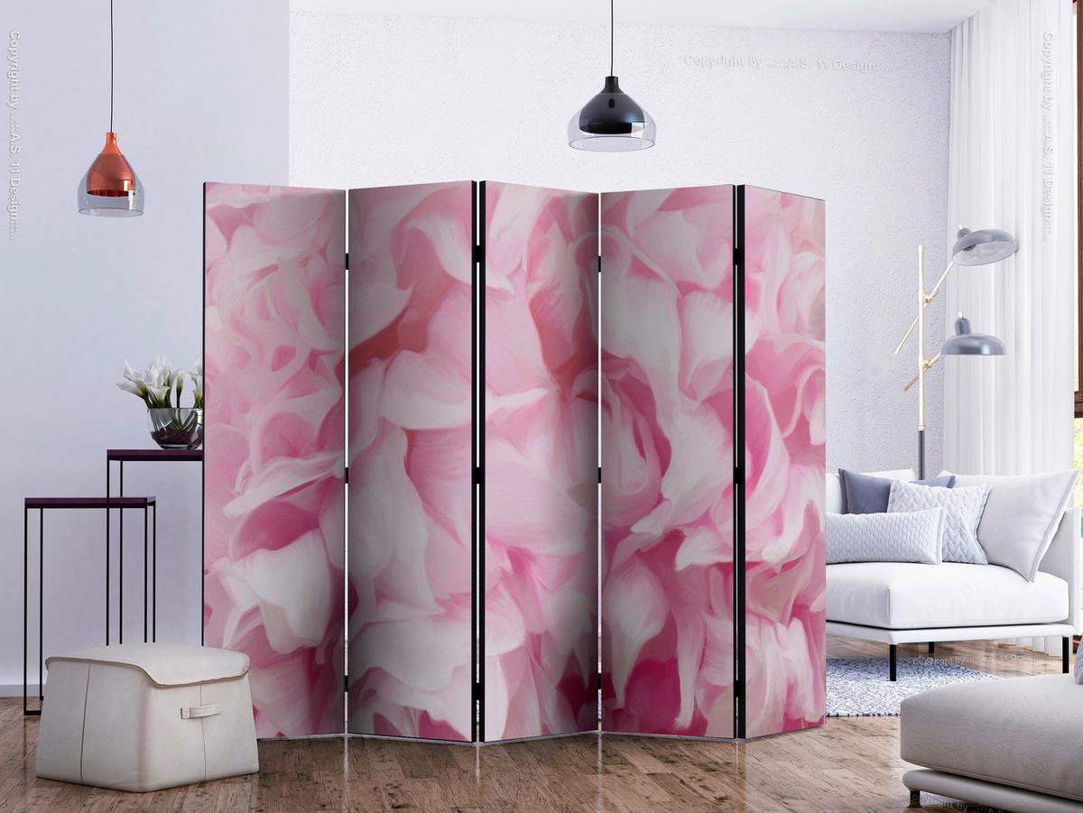 Paravent Azalea II Pink/Hellrosa - Pink/Hellrosa, Basics, Holz/Textil (225/172/3cm) - artgeist