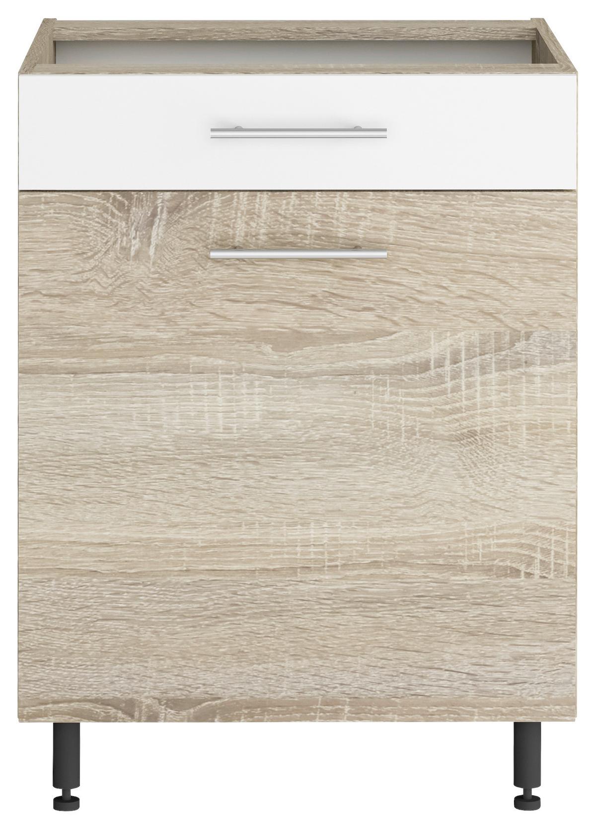 CORP INFERIOR DE BUCĂTĂRIE CORINA - stejar Sonoma/alb, Modern, lemn/metal (60/82,4/58cm) - Based