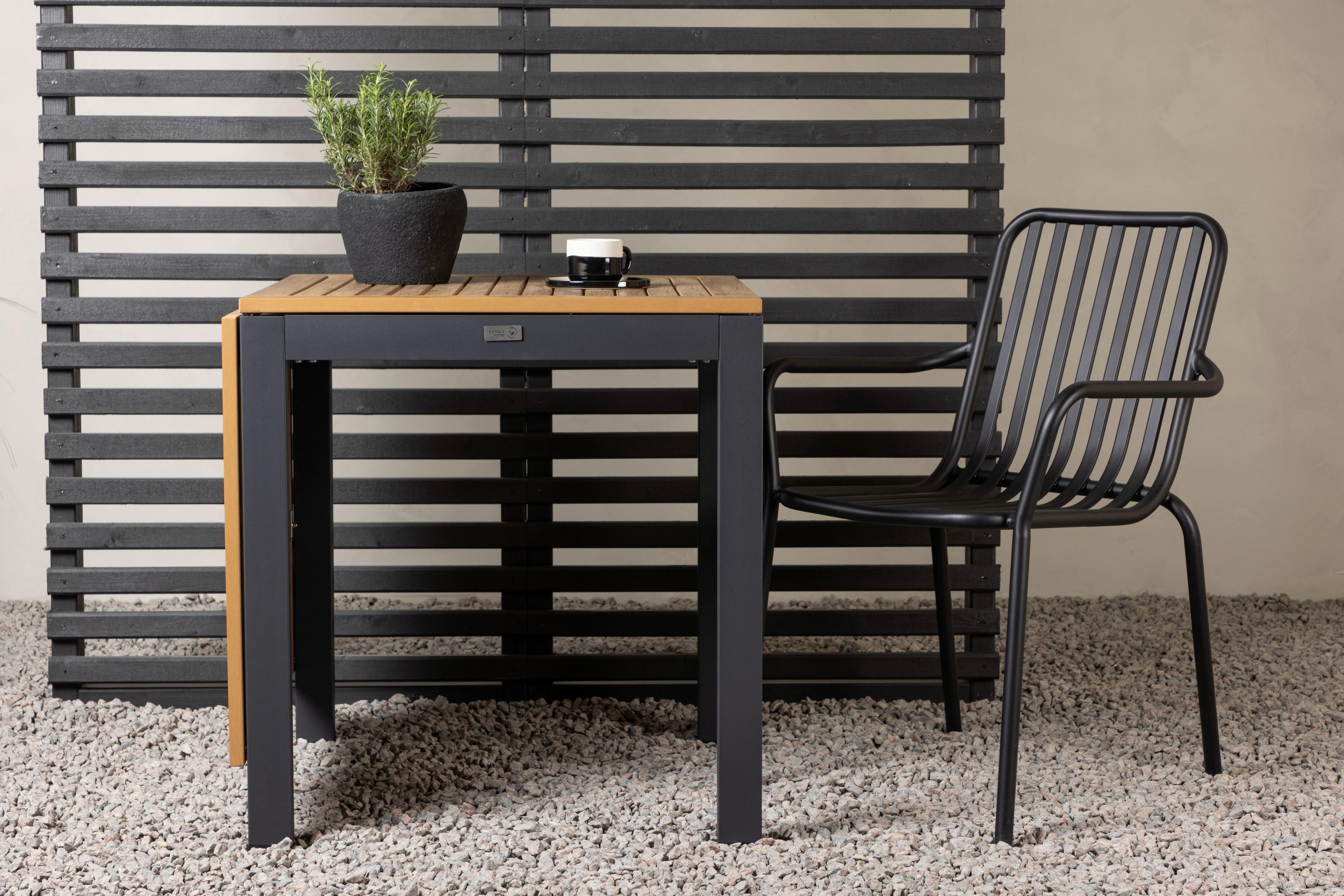 Balkontisch Diego klappbar ca. 70x70 cm Holz/Schwarz - Schwarz/Braun, KONVENTIONELL, Holz/Metall (70/70/75cm) - Gardenson