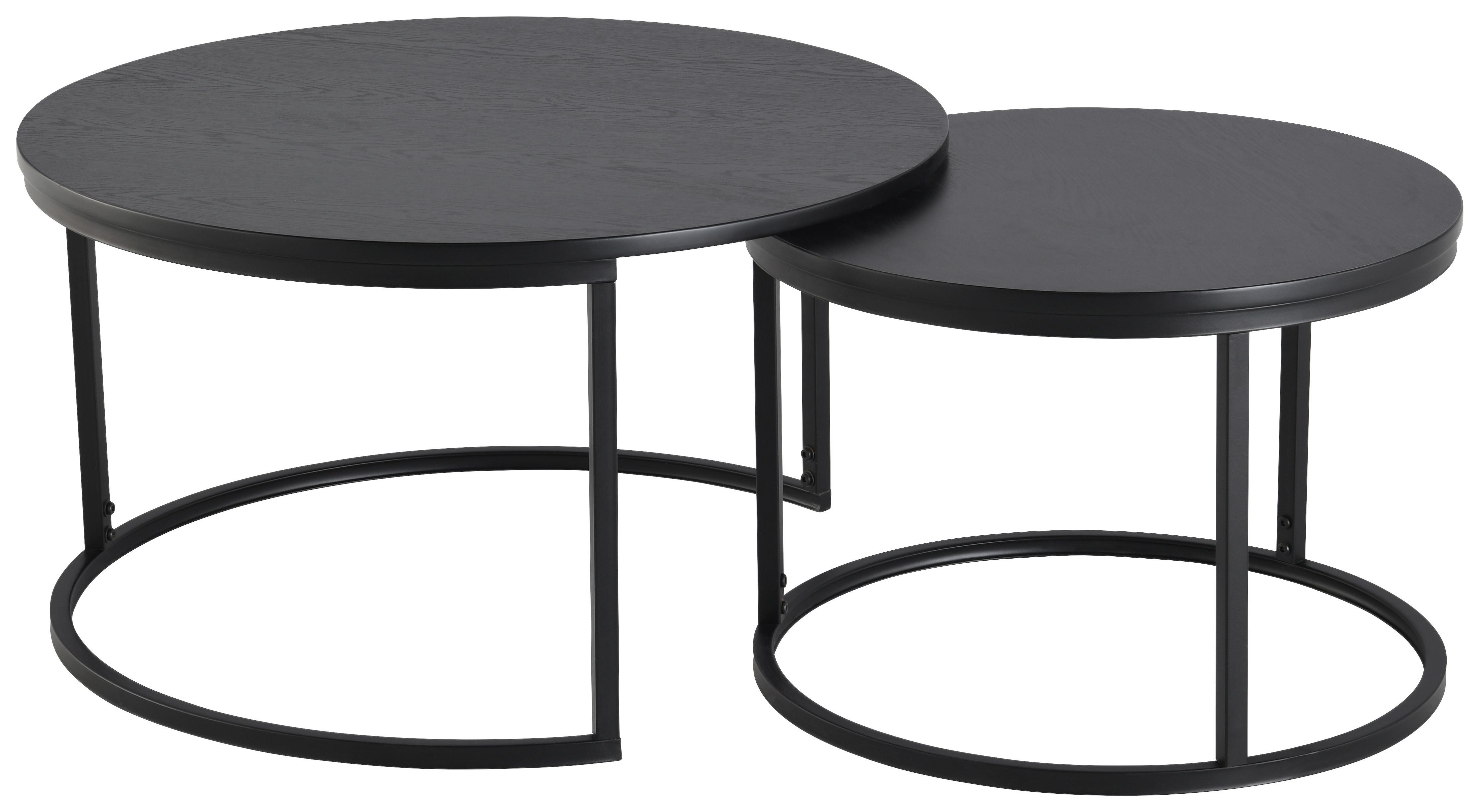 ZESTAW STOLIKÓW KAWOWYCH CORINNA - czarny, Design, materiał drewnopochodny/metal (80/60/45/42/80/60cm) - MID.YOU