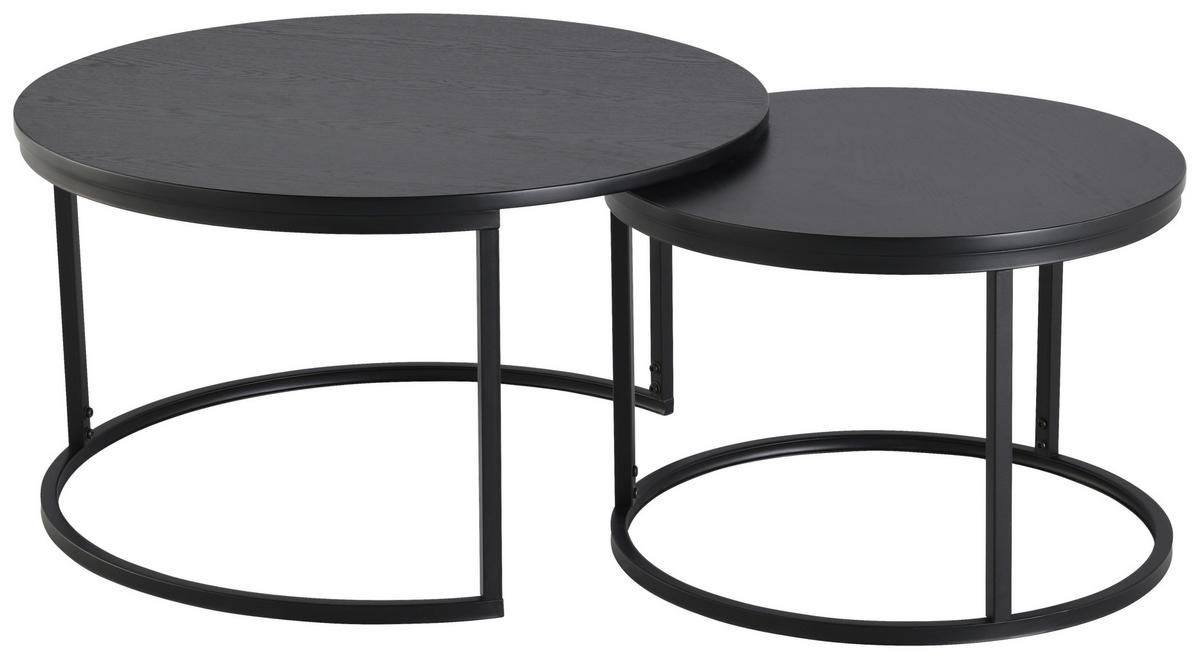 ZESTAW STOLIKÓW KAWOWYCH CORINNA - czarny, Design, materiał drewnopochodny/metal (80/60/45/42/80/60cm) - MID.YOU