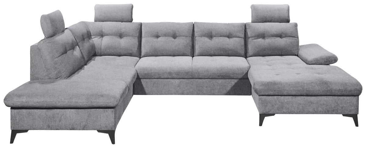 Wohnlandschaft Durban U ca. 218x324x170 cm Grau - Schwarz/Grau, KONVENTIONELL, Kunststoff/Textil (218/324/170cm) - MID.YOU