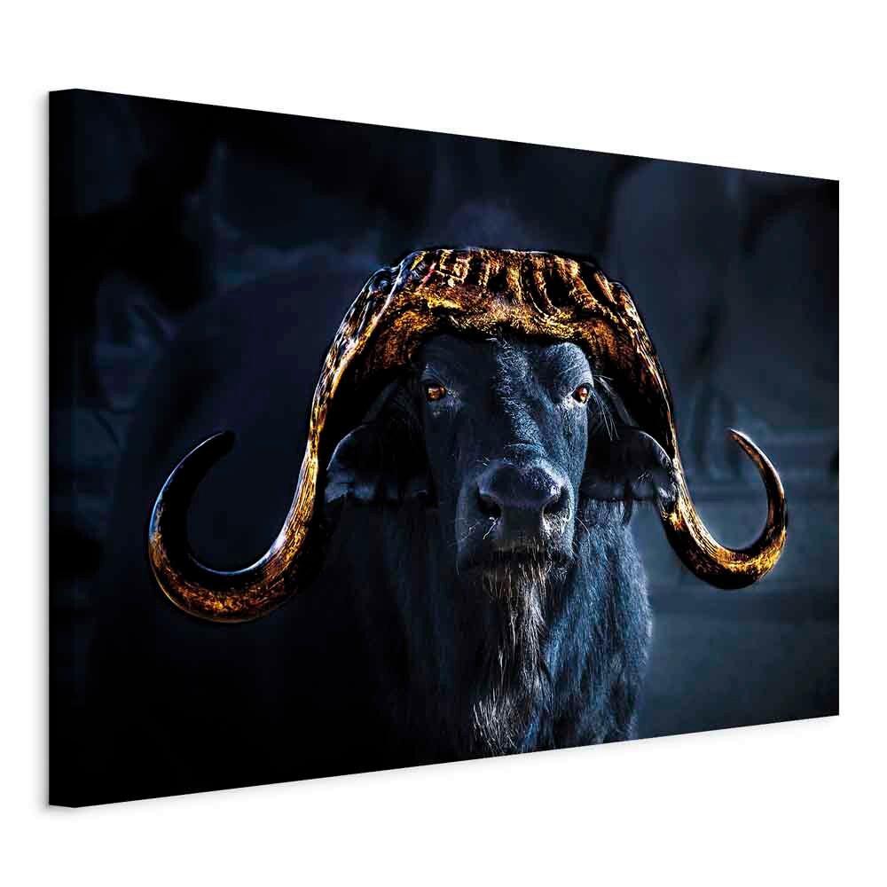 Slika Na Platnu Golden Horns - zlate barve/črna, Basics, tekstil/les (120/80/1,2cm) - artgeist