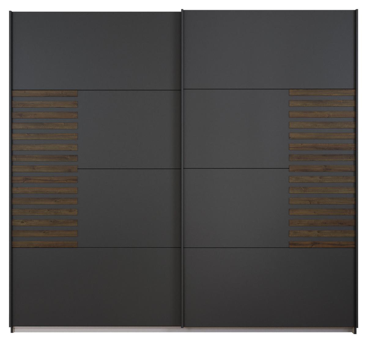 Omara Z Drsnimi Vrati Barea, Temno Siva - temno siva/siva, Moderno, kovina/leseni material (226/210/62cm) - Rauch Möbel