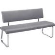 Sitzbank Grau - Edelstahlfarben/Grau, MODERN, Textil/Metall (155/86/59cm) - PREMIUM LIVING