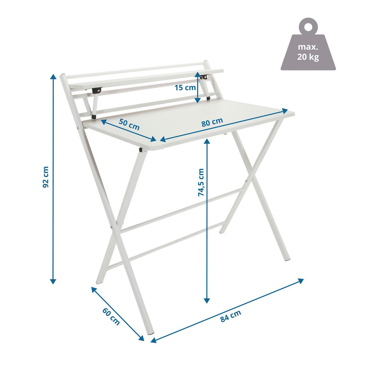 Pisalna Miza Easy Clap, Bela - bela, Basics, kovina/leseni material (84/60/92cm) - MID.YOU