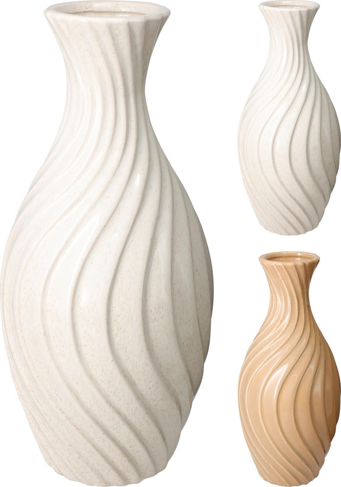 Váza Swirl - taupe/fehér, Trend, kerámia (15,5/33cm)