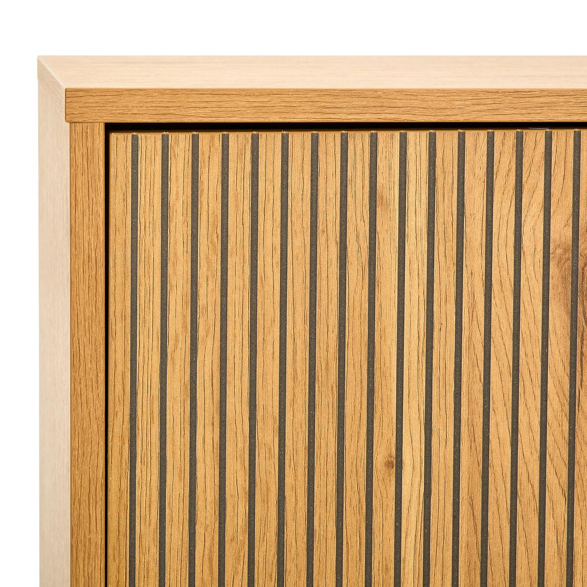 KOMODA SZEROKA LINE - kolor dębowy/czarny, Design, materiał drewnopochodny/metal (150/75/40cm) - Carryhome