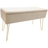 Hockerbank Scarlett Creme H: 42 cm mit Stauraum - Weiß, Design, Textil/Metall (75/42/30cm) - Echtwerk