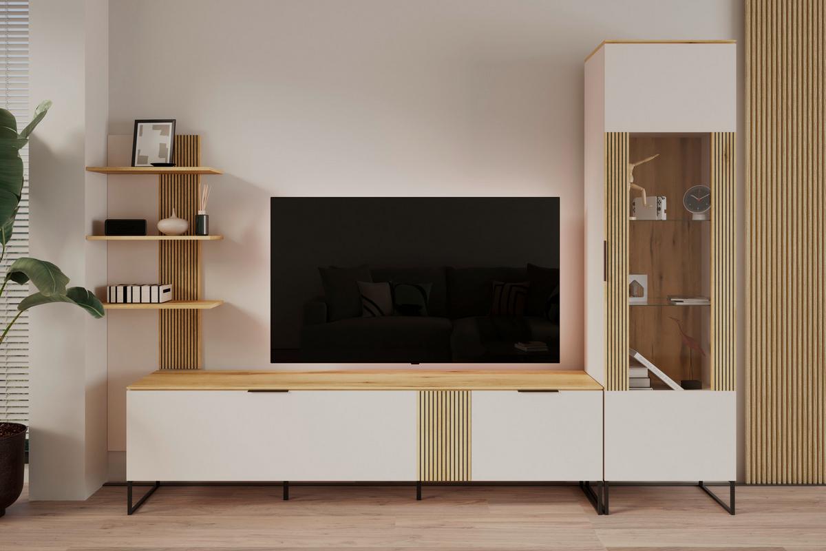 Tv Komoda King - kašmir/boja hrasta, Moderno, metal/pločasti materijal (200/54/40cm) - Modern Living