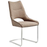 KRZESŁO NA PŁOZIE ALDRINA - kolor stalowy/jasnobrązowy, Design, metal/tkanina (53/96/62cm) - Novel