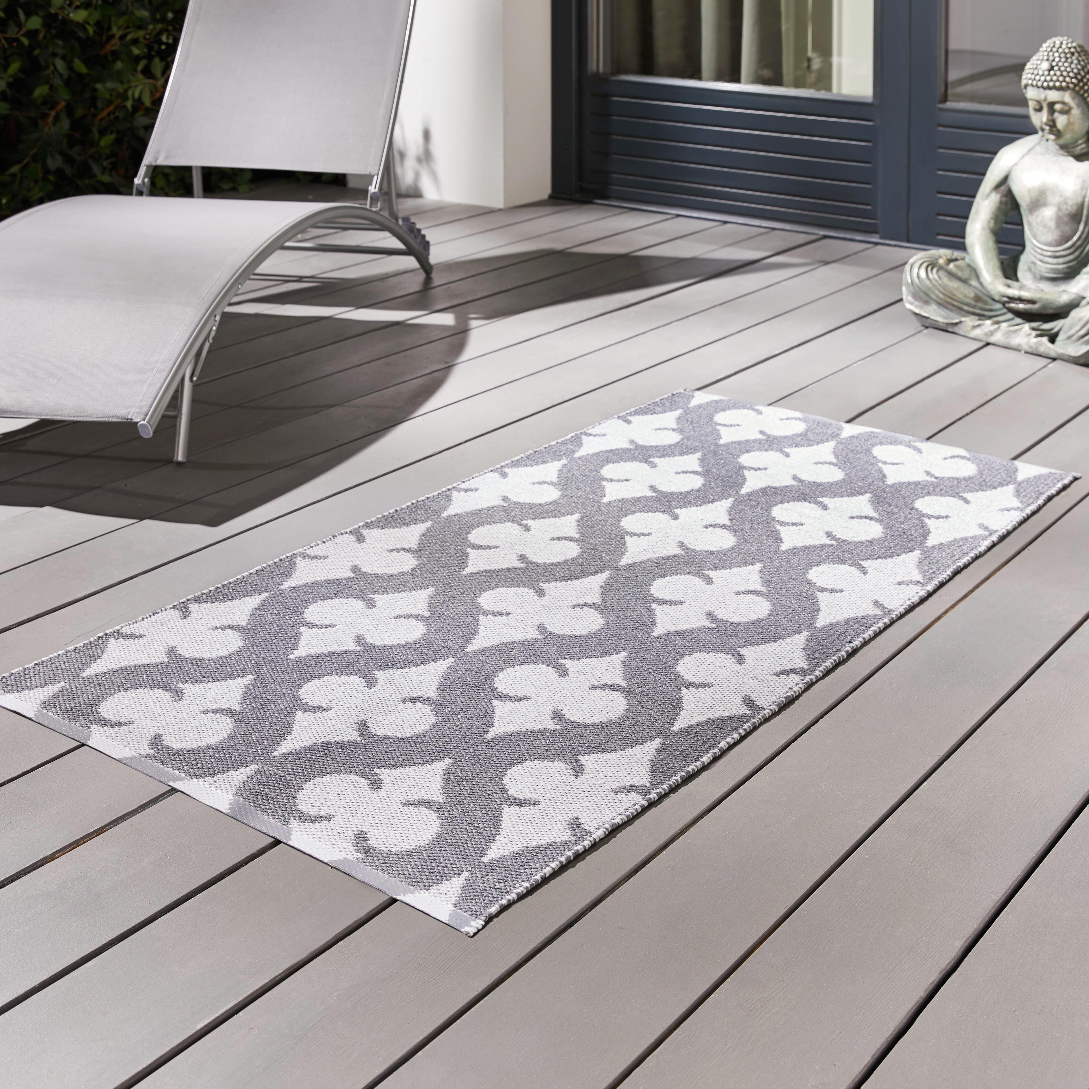 Outdoorteppich in Grau/Weiß ca.70x140cm 'Club' - Weiß/Grau, MODERN, Textil (70/140cm) - Bessagi Garden