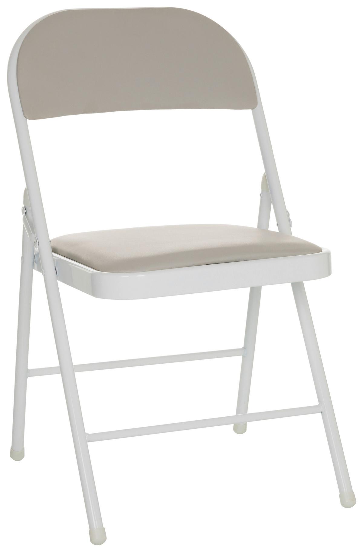 Zložljiv Stol Tudela W, Siva - siva/bela, Basics, kovina/usnje (44/80/49cm) - MID.YOU