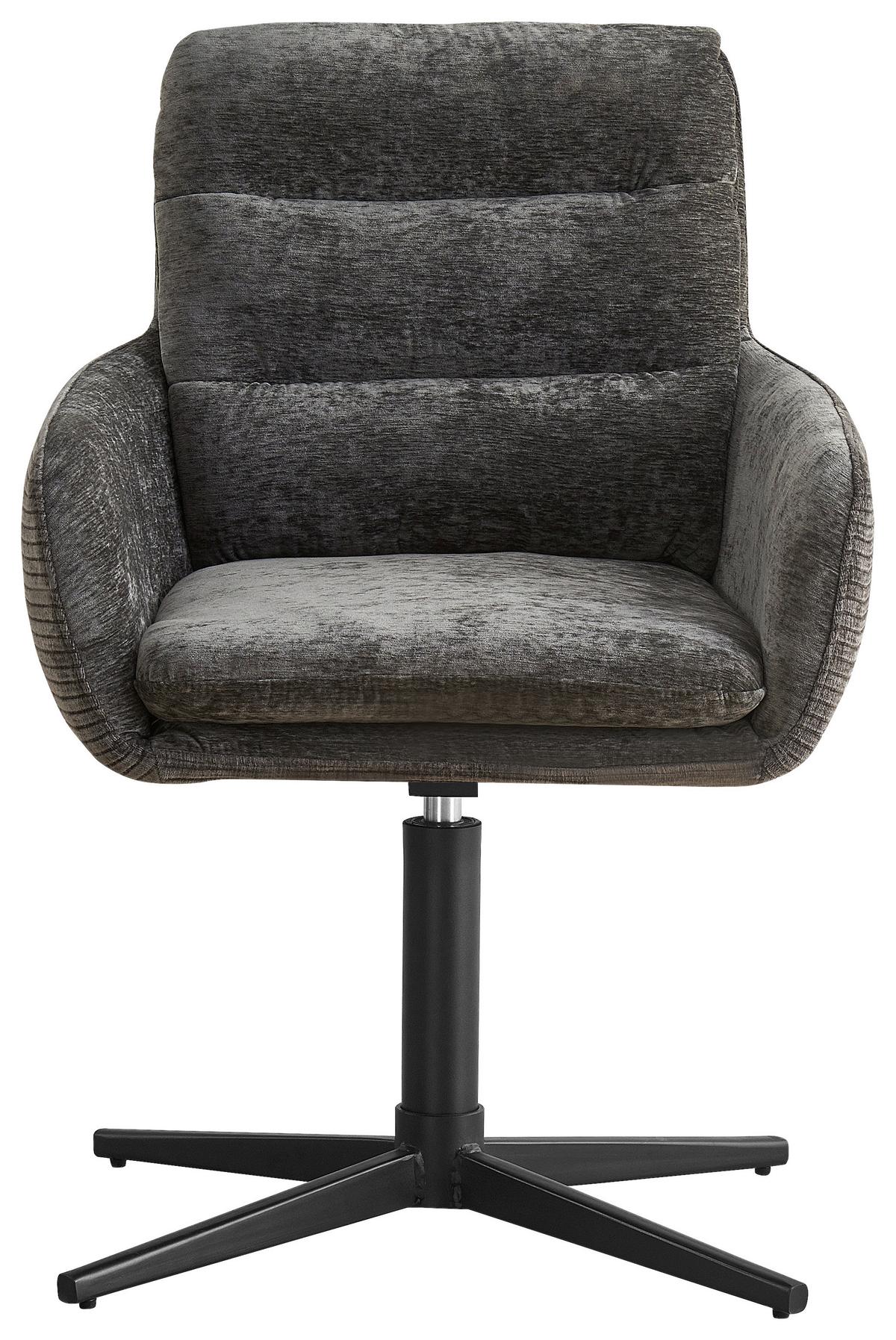 Armlehnstuhl Finja Dunkelgrau - Dunkelgrau/Schwarz, MODERN, Textil/Metall (59/88/62cm) - Premium Living